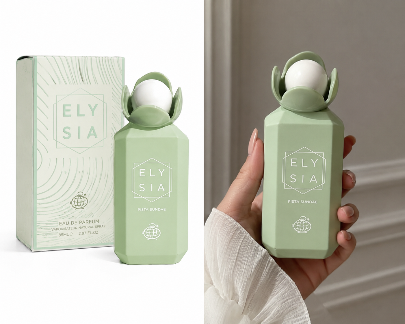 عطر ادکلن زنانه کایالی یام پیستاچیو جلاتو فرگرانس ورد ( الی سیا پیستا سانده) | (Kayali Yum Pistachio Gelato ( ELY SIA PISTA SUNDAE Fragrance World حجم 100 میل(شرکتی)